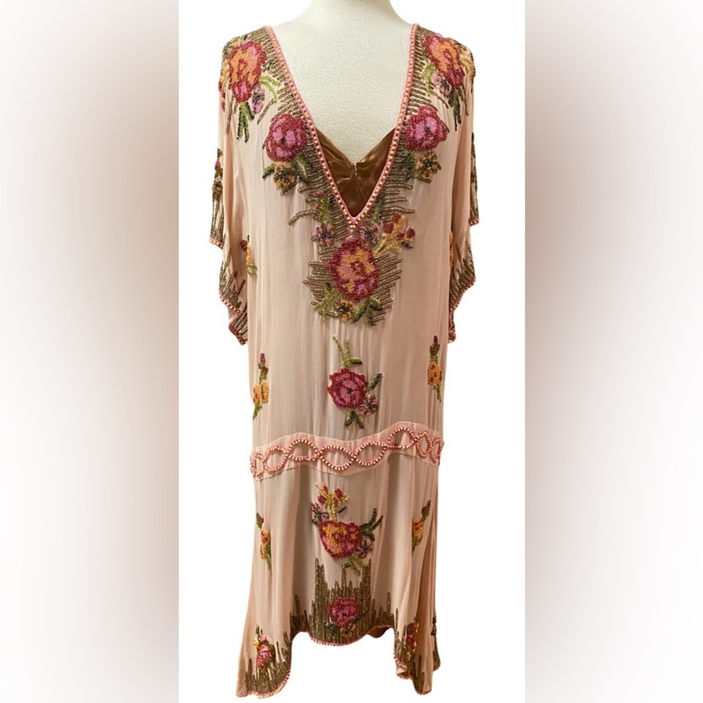 TRACY REESE Silk Chiffon Beaded Dress w/Slip NWT 12